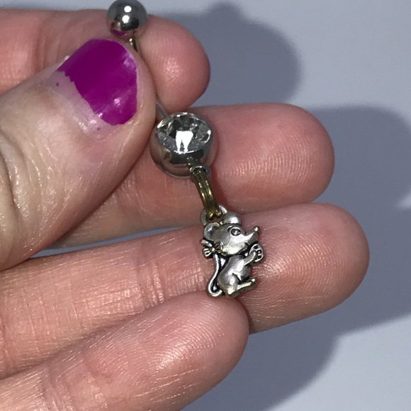 Mouse Dangle Belly Ring - Picture 4 of 13